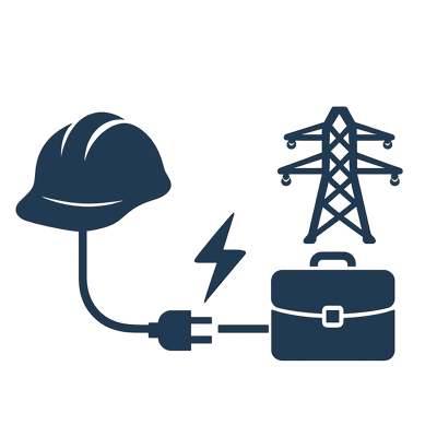 Illustration of powering sparkies electrician navy power line or something that illustrates powering a business person transparent background No person-1